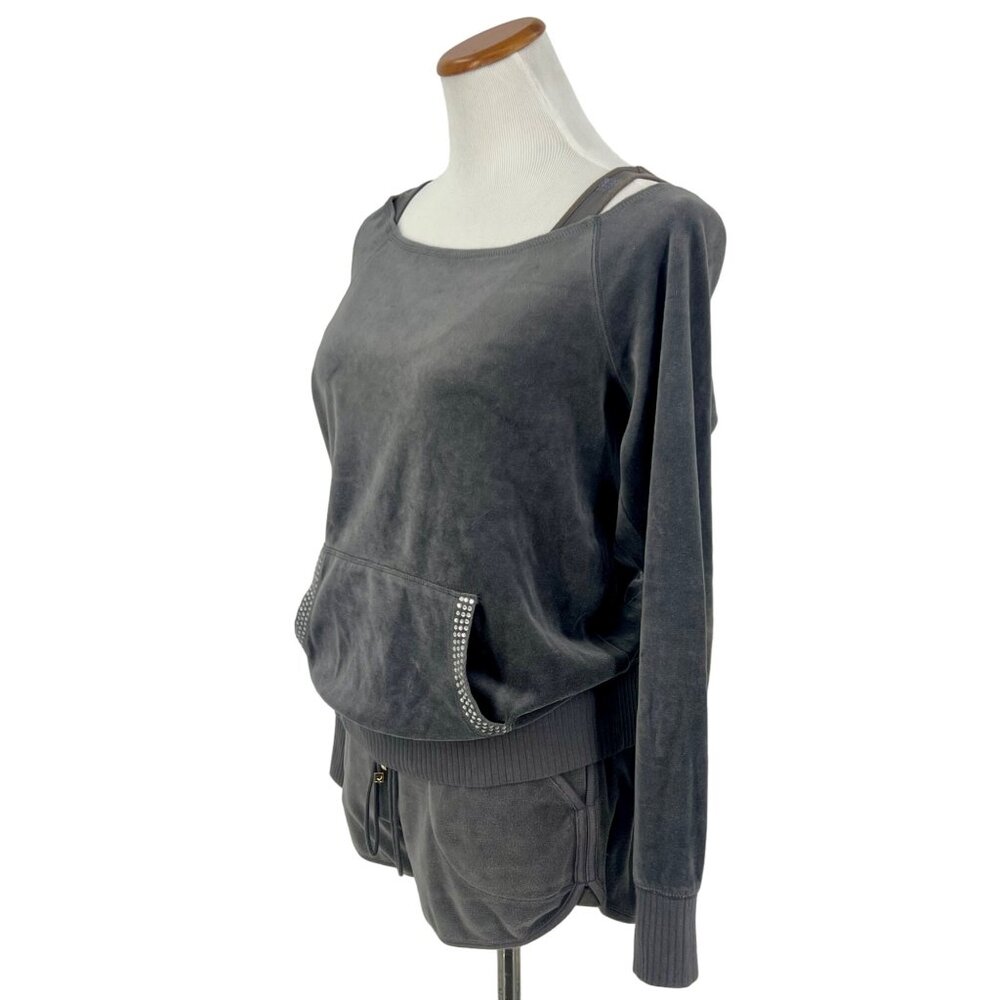 VTG Victorias Secret Set Gray Velour Sweater Shorts Sequin Tank Set| Y2K McBling - Picture 3 of 16